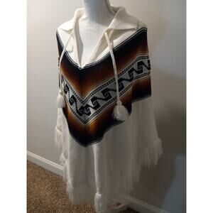 Women’s Southwestern Poncho Shawl Serape Fringe One Size Festival, Boho